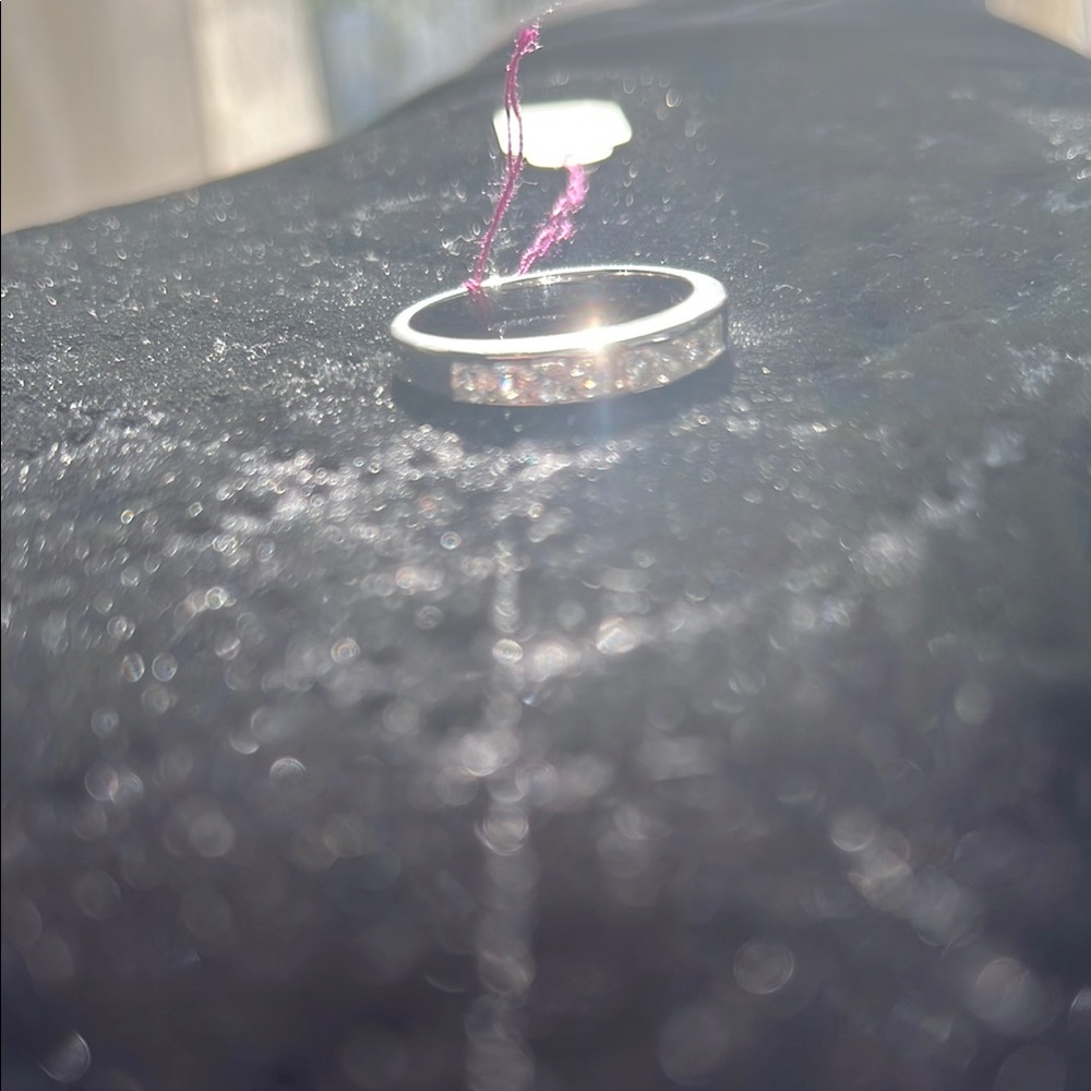 Silver and White Minimalist Ring with Dainty Design